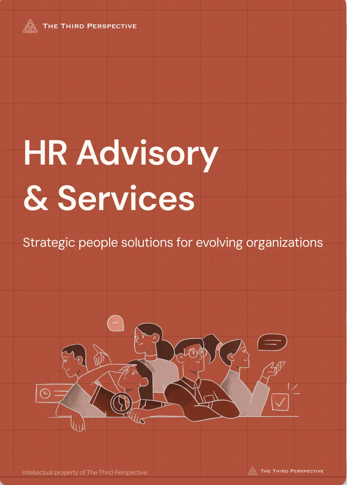 Terracotta service page with playful team illustration